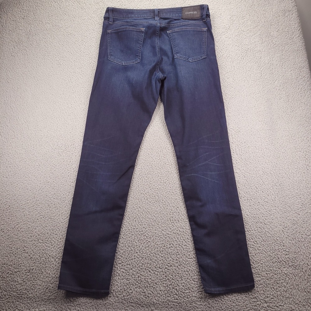 EXPRESS Jeans Mens Size 33x31 (Tag 33x32) Slim Straight Dark Wash Stretch Denim